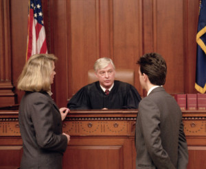 Judge and lawyers in court